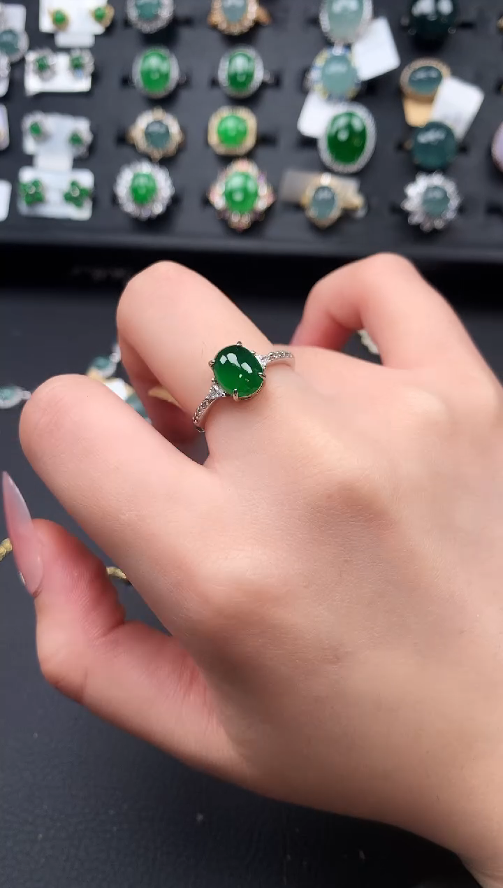 【闪购商品】翡翠戒指银S925镶嵌52141