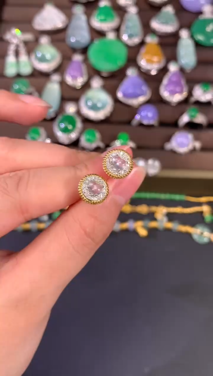 【闪购商品】翡翠耳饰18K金镶嵌A744|2500