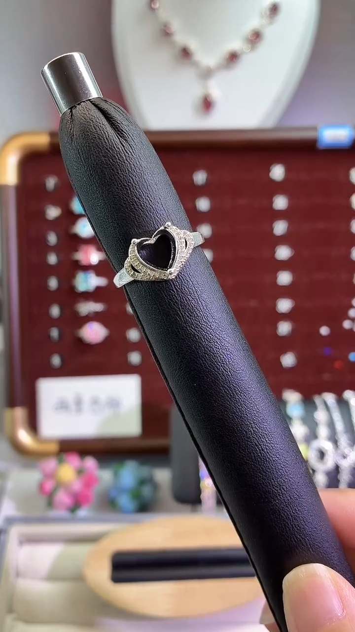 锆石铜合金8号 8*8爱心 【冰花】戒托