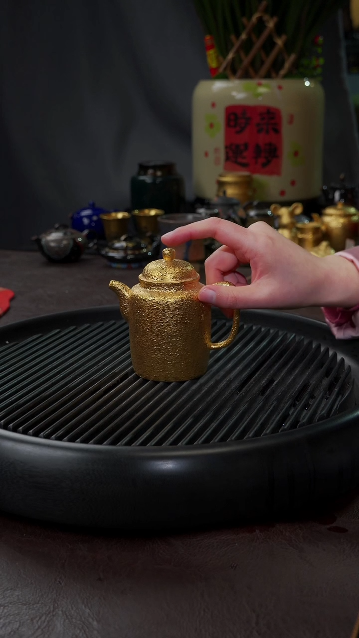 【闪购商品】杯【宜景窑鎏金】高极直金壶