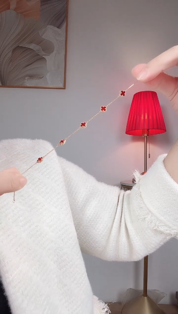 【闪购商品】玛瑙/玉髓手链18K金镶嵌18k红小五花手链