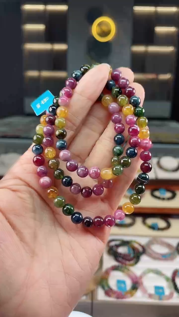 【闪购商品】碧玺三圈手串未镶嵌（多样性发一条）Q