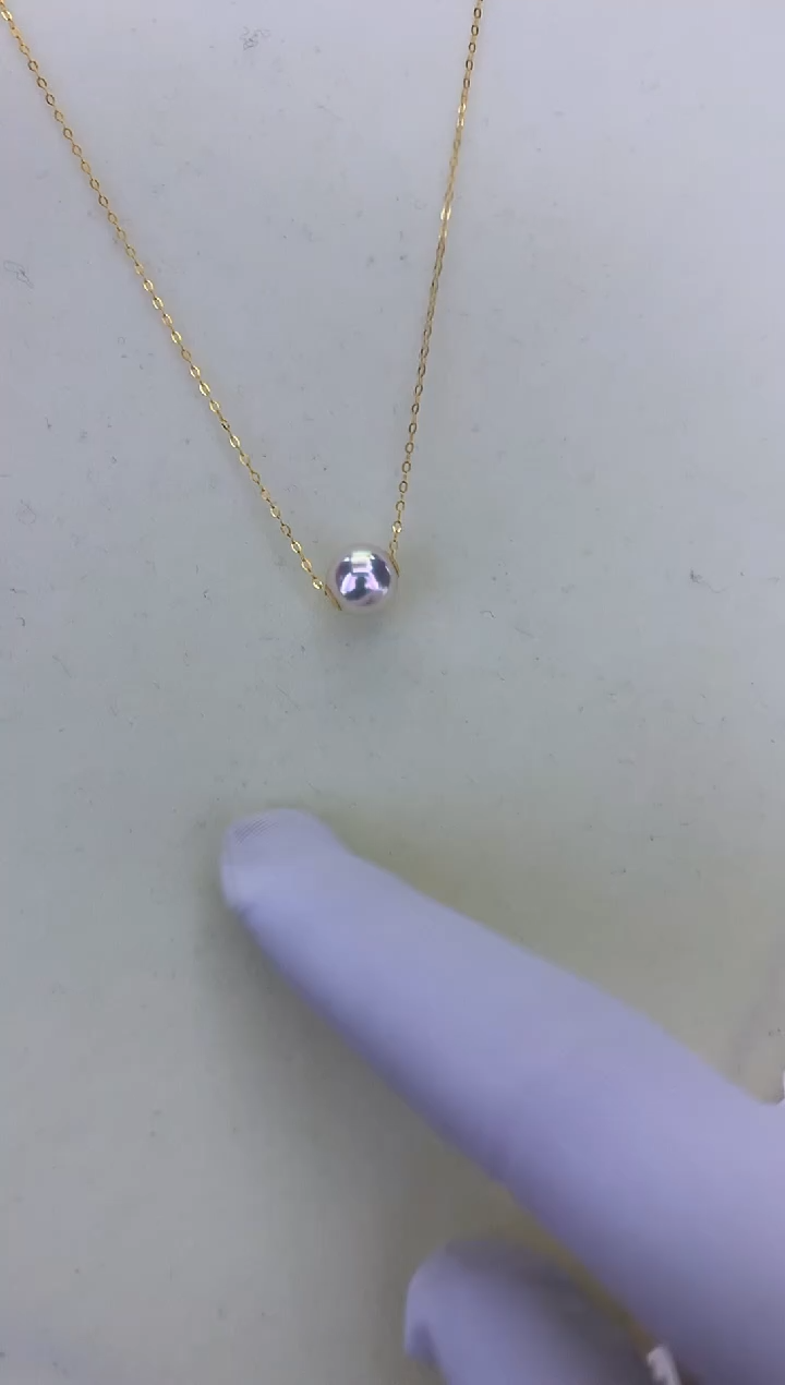 18K金镶嵌DA海水珍珠 GD007 8-9 路路通吊坠