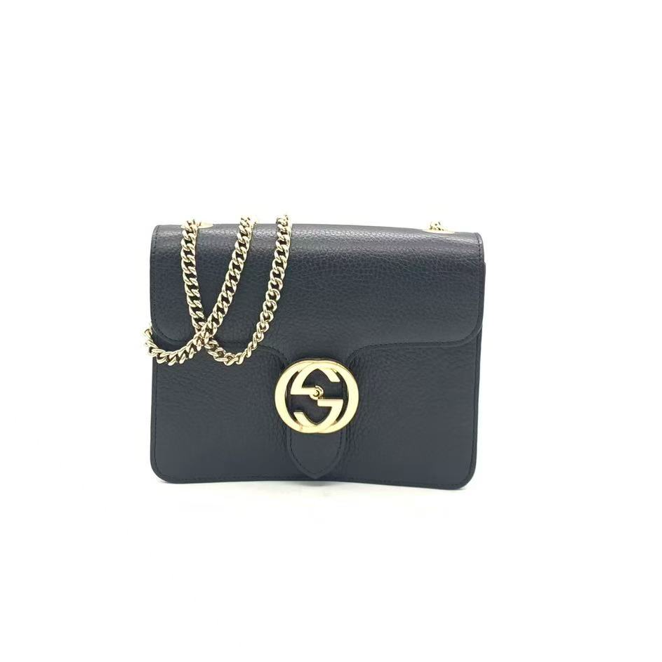 99新 GUCCI/古驰 【安则专属】黑金小号风琴包