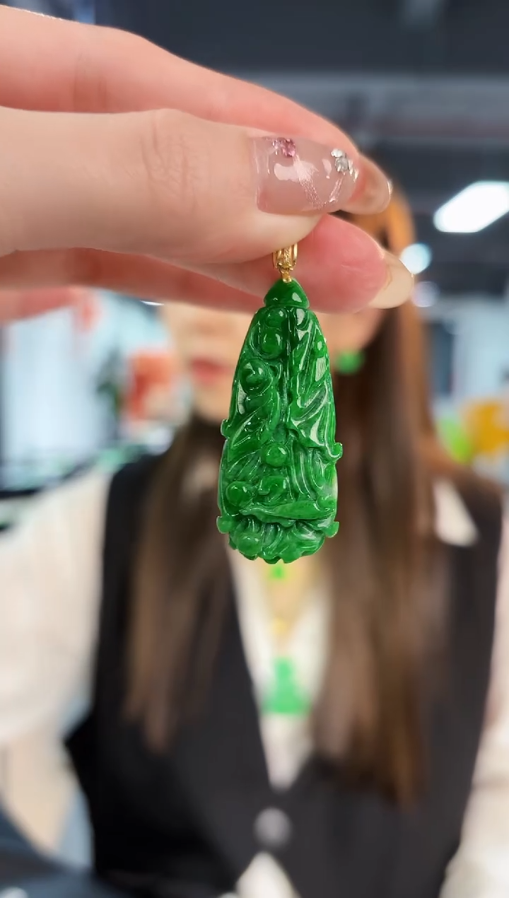 【闪购商品】翡翠颈饰18K金镶嵌缅料A货/支持复检/一件