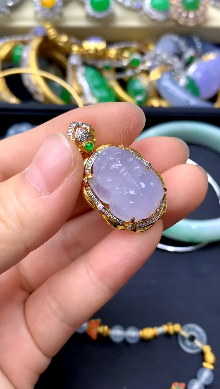 颈饰18K金镶嵌翡翠429-中国好珍宝