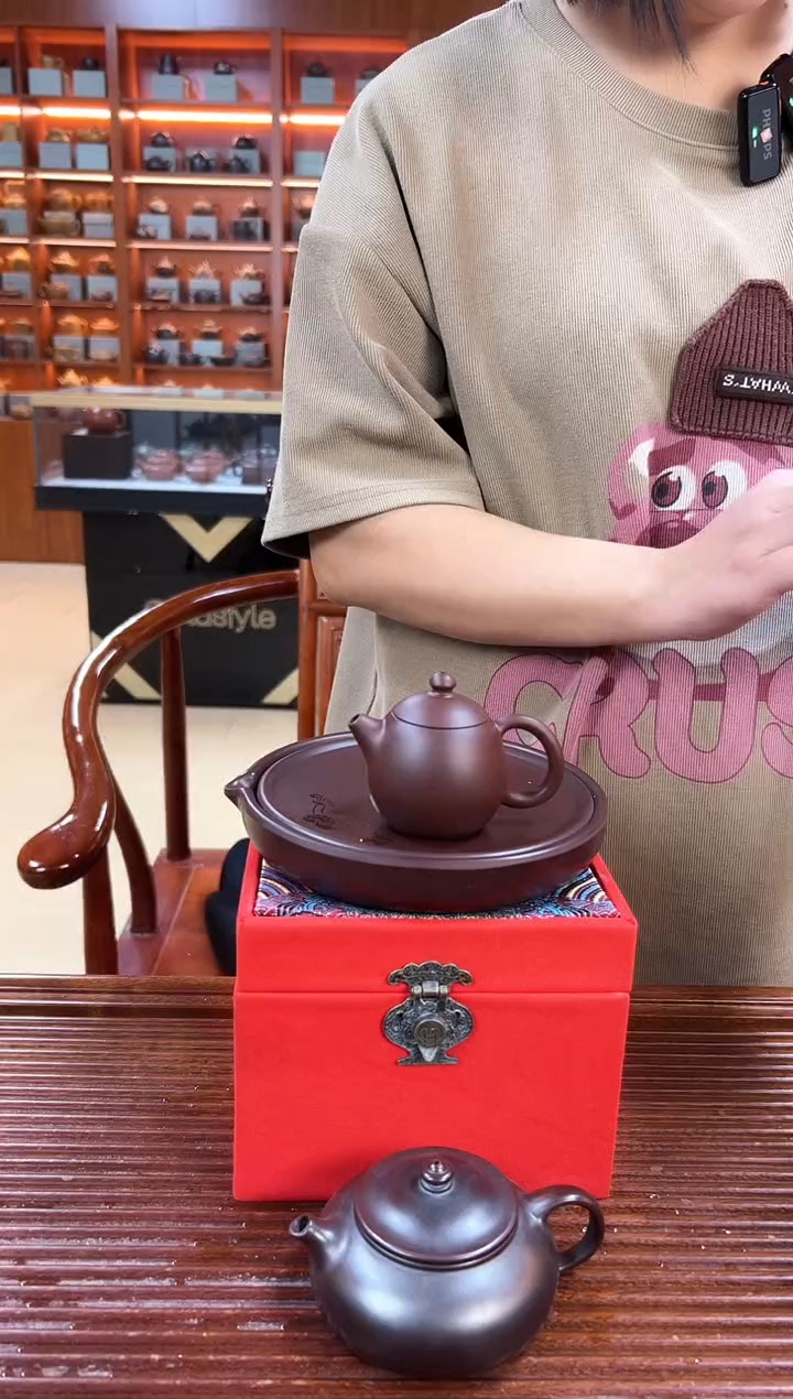 茶壶紫砂小品龙蛋100目紫朱泥