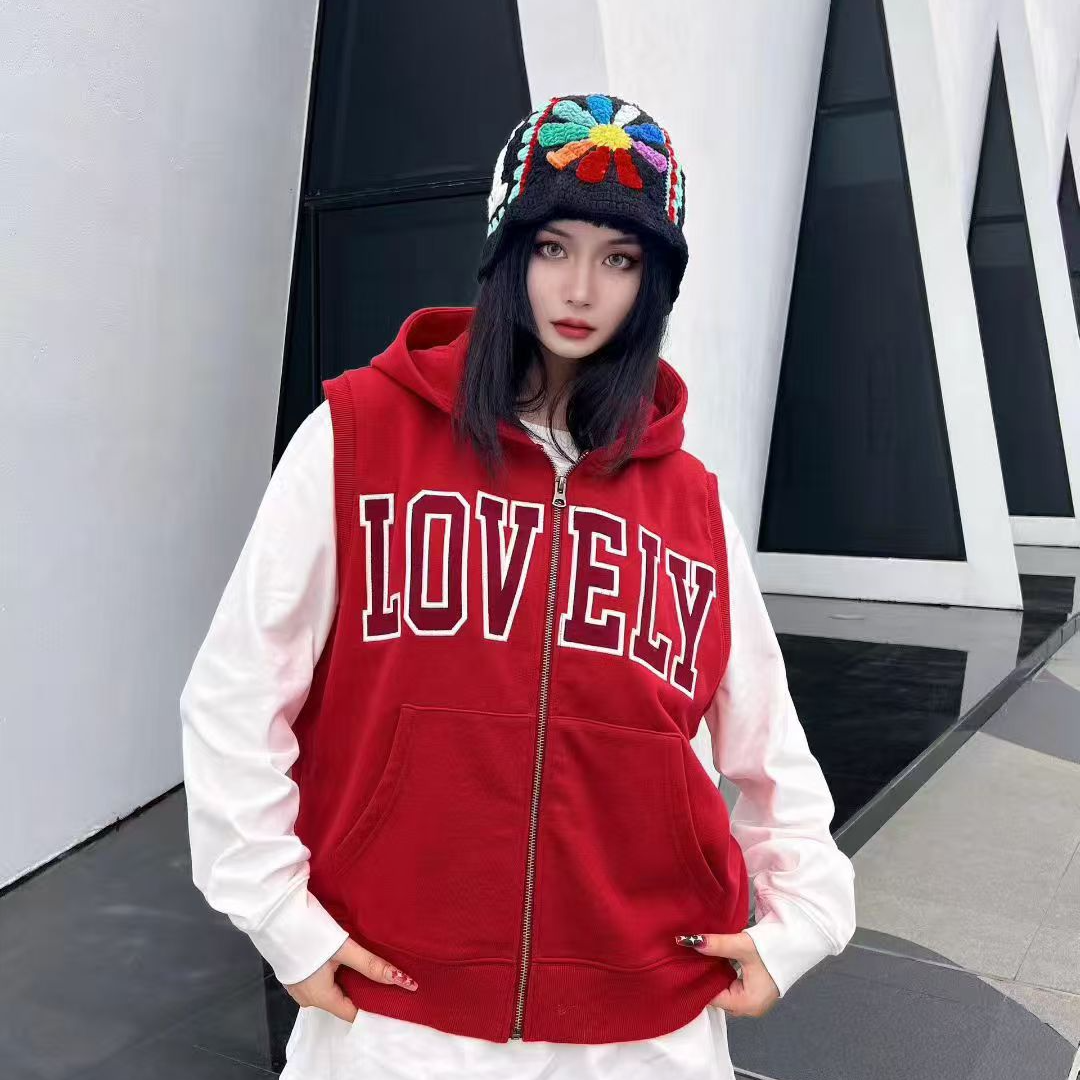 纸袋家牛牛系列秋季新款「毛圈贴布刺绣连帽马甲」P0525潮流上衣