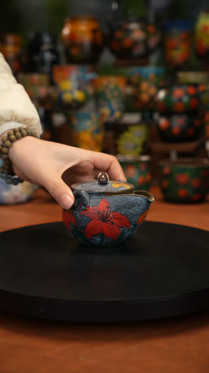 紫砂油画手绘釉下彩