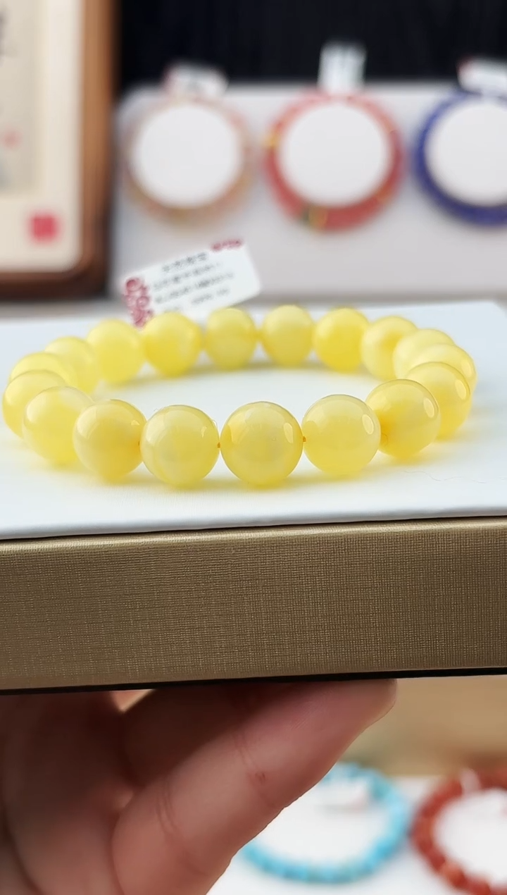 手串蜜蜡未镶嵌MJJQS4514白花蜜手串约11多样性发一