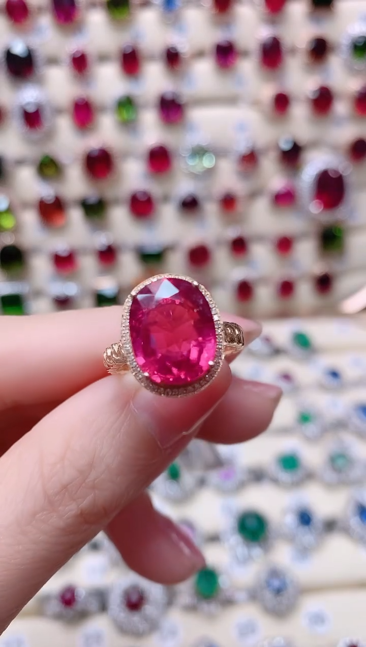 【闪购商品】碧玺18K金戒指18K金镶嵌1