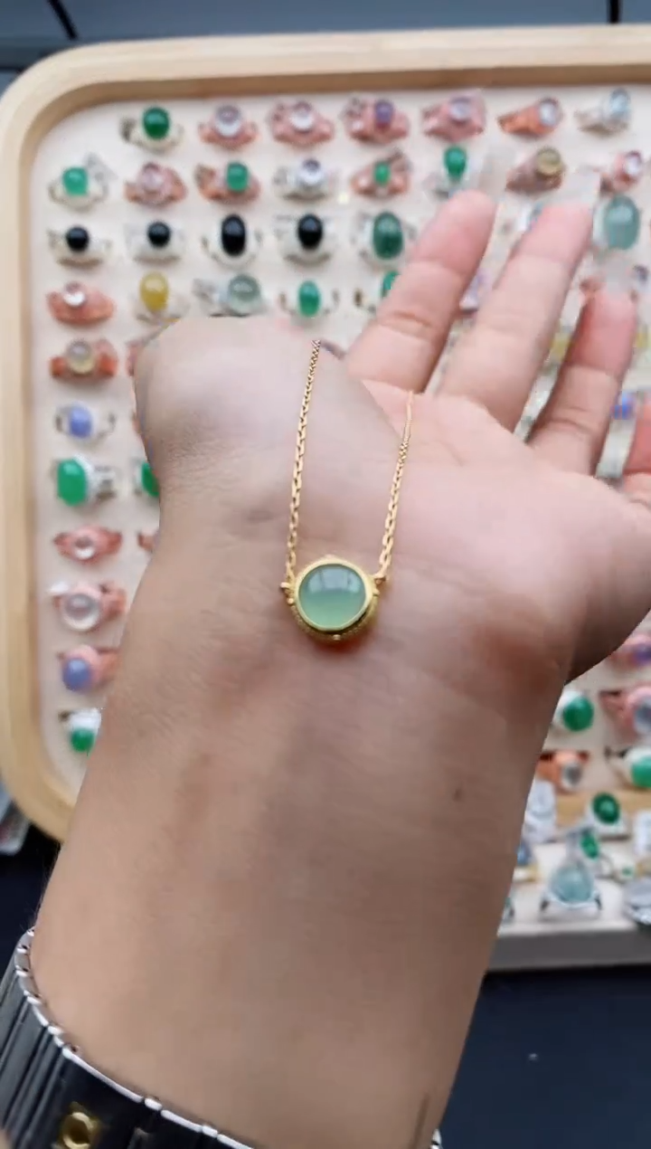 【闪购商品】翡翠戒指银S925镶嵌缅甸天然A货翡翠333  10+7