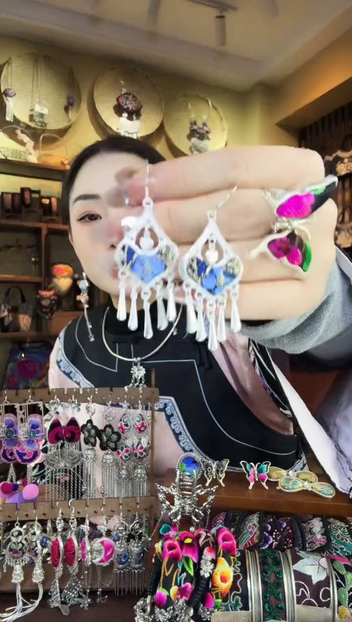 刺绣非遗刺绣民族风耳环