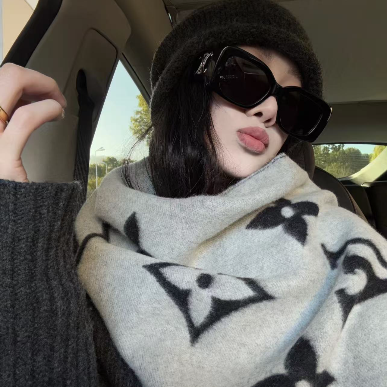 休闲欧美风韩版围巾针织时尚花花（V）