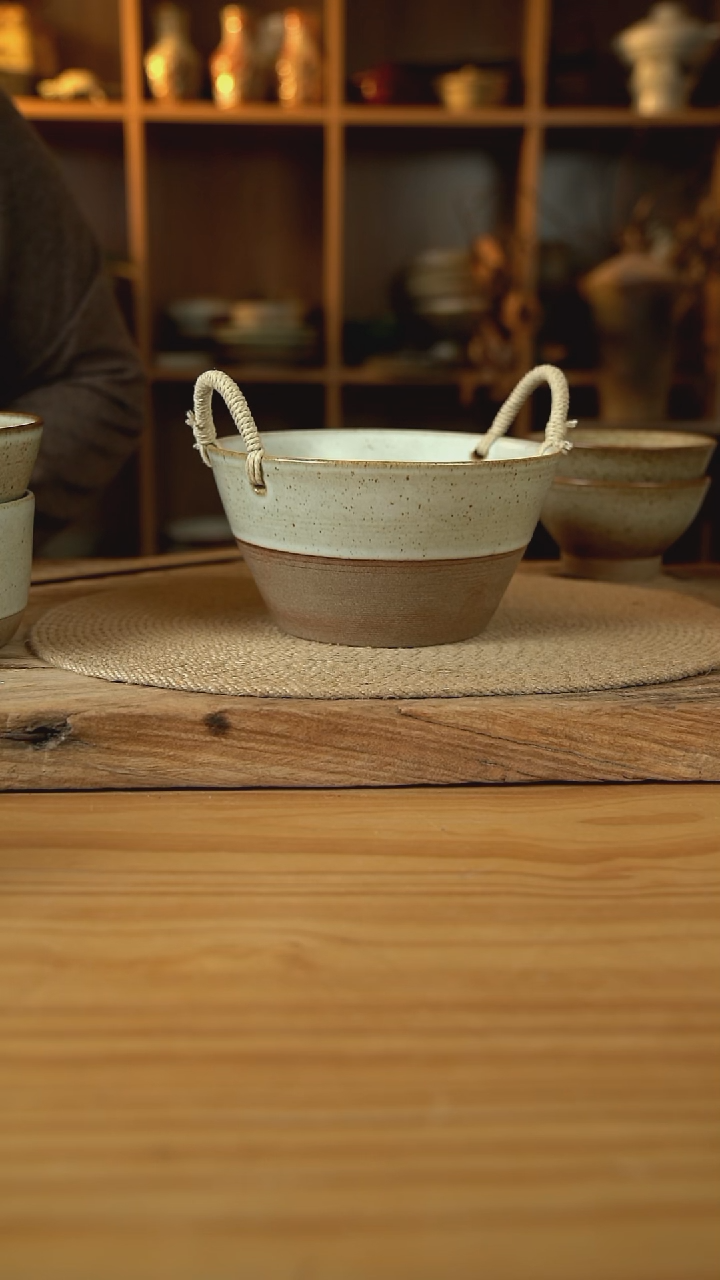 奶奶系列的7.5英寸拼色麻绳桶1个