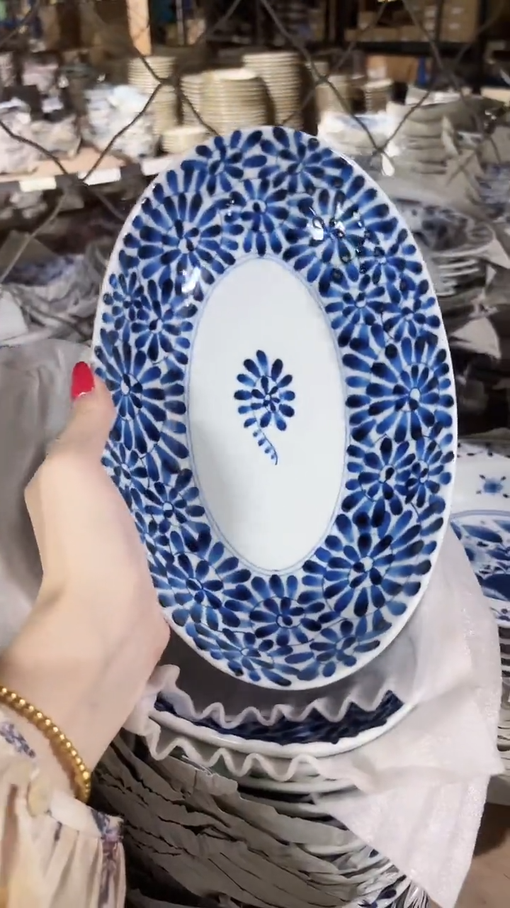 陶瓷福利【单支】日本进口椭圆小鱼盘26cm×16cm