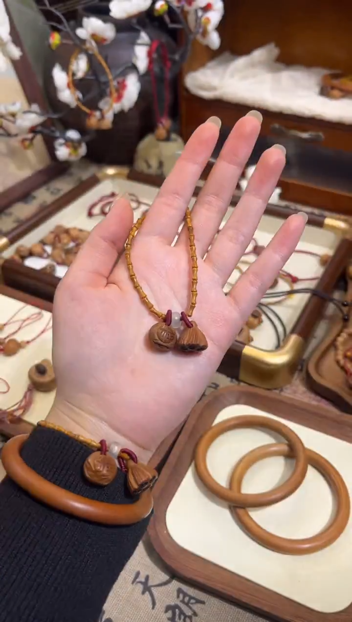 手串桃核【桃缘行】竹节「福气莲莲」桃木桃核辟、挡、驱、护 备注手围