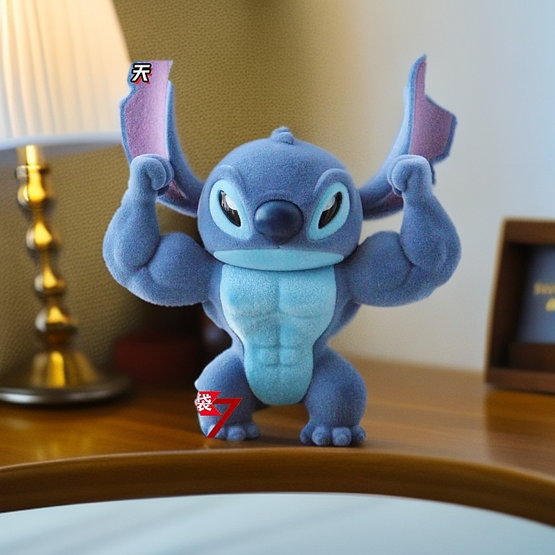 正版TOPTOY迪士尼史迪奇怪可爱潮玩史迪仔肌肉决战钢圈摆件