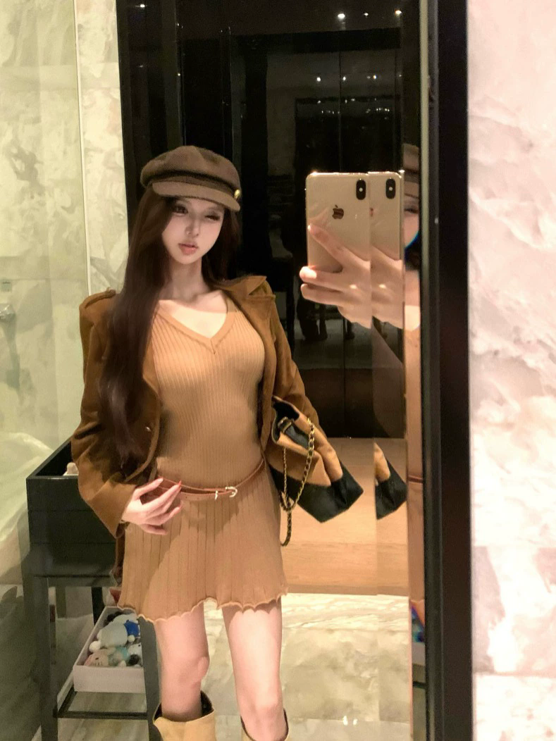 港味复古chic咖色正肩外套