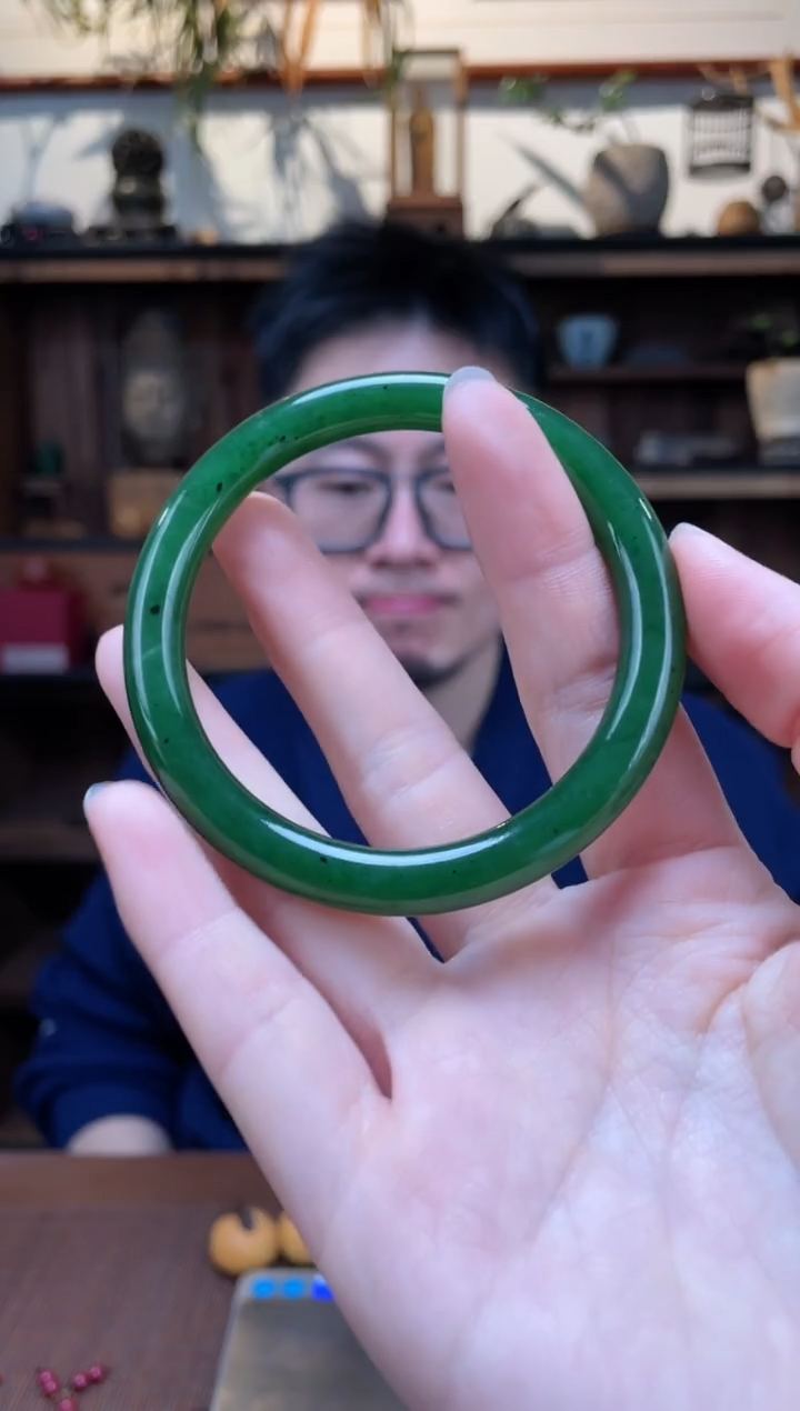 【闪购商品】和田玉手镯未镶嵌57#碧玉手镯YR