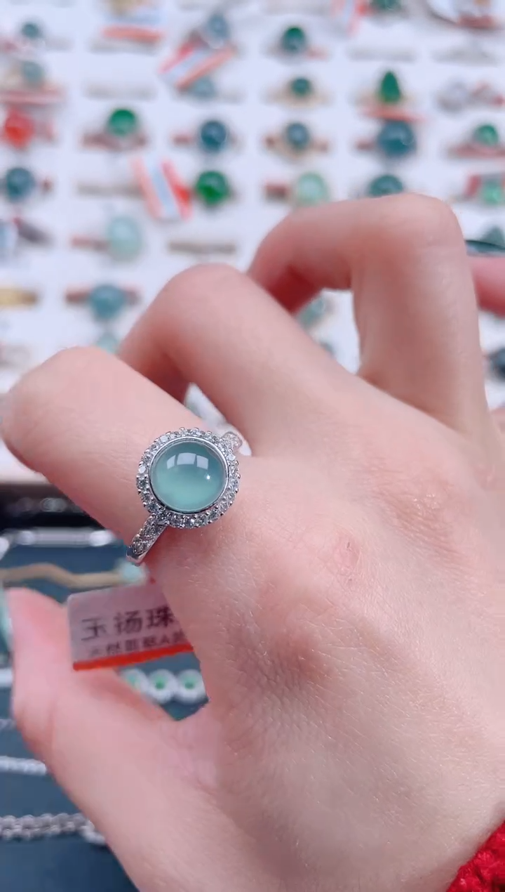 银S925镶嵌戒指翡翠天然翡翠