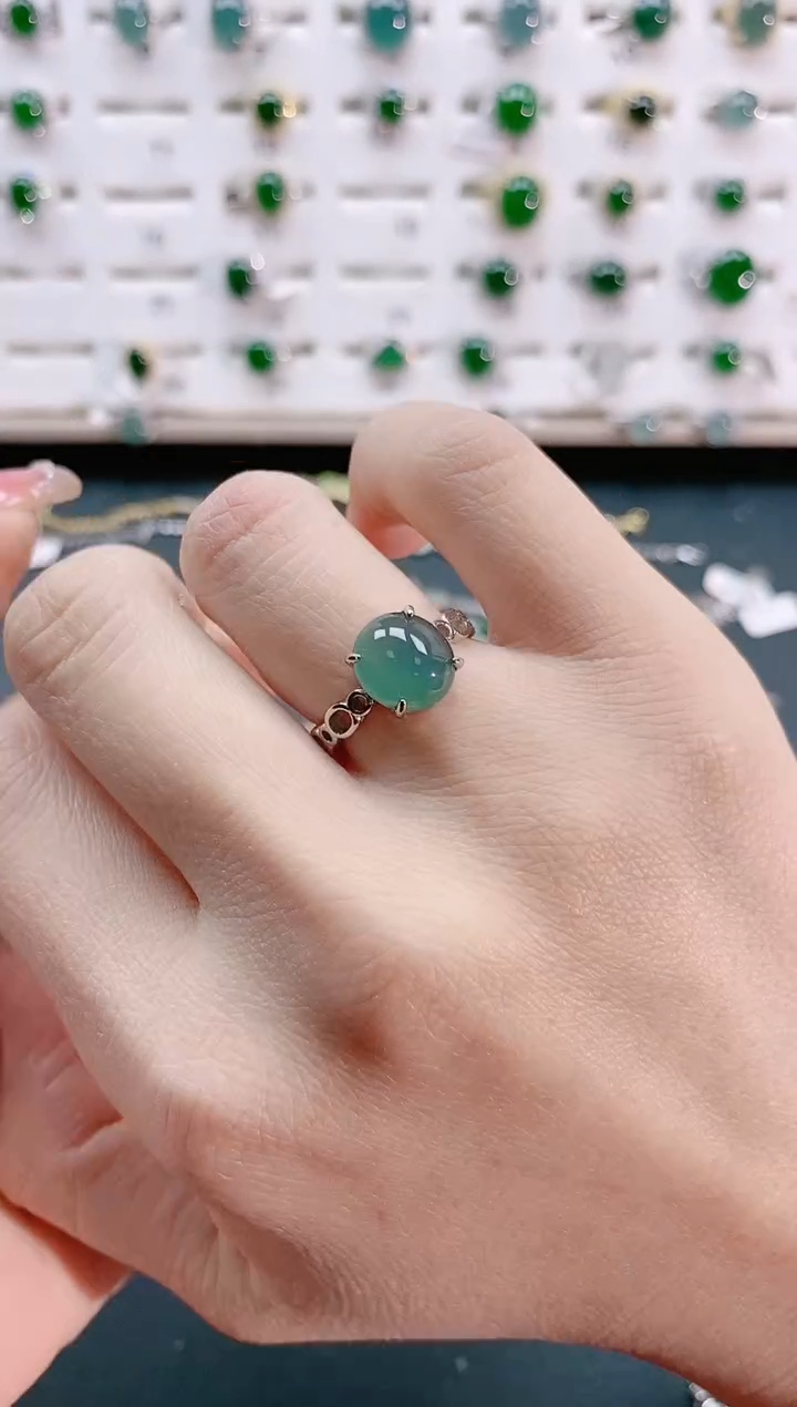 【闪购商品】翡翠戒指银S925镶嵌天然翡翠