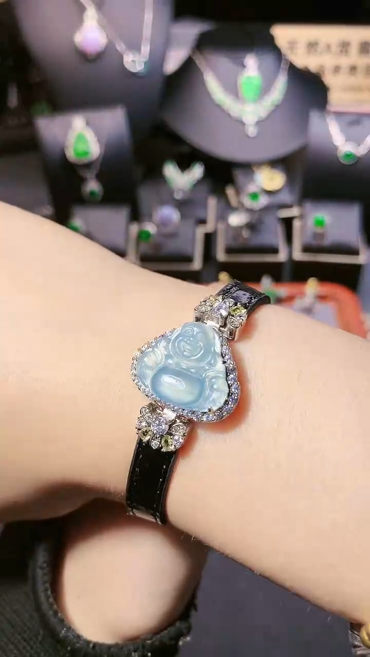 【闪购商品】翡翠手链银S925镶嵌手表