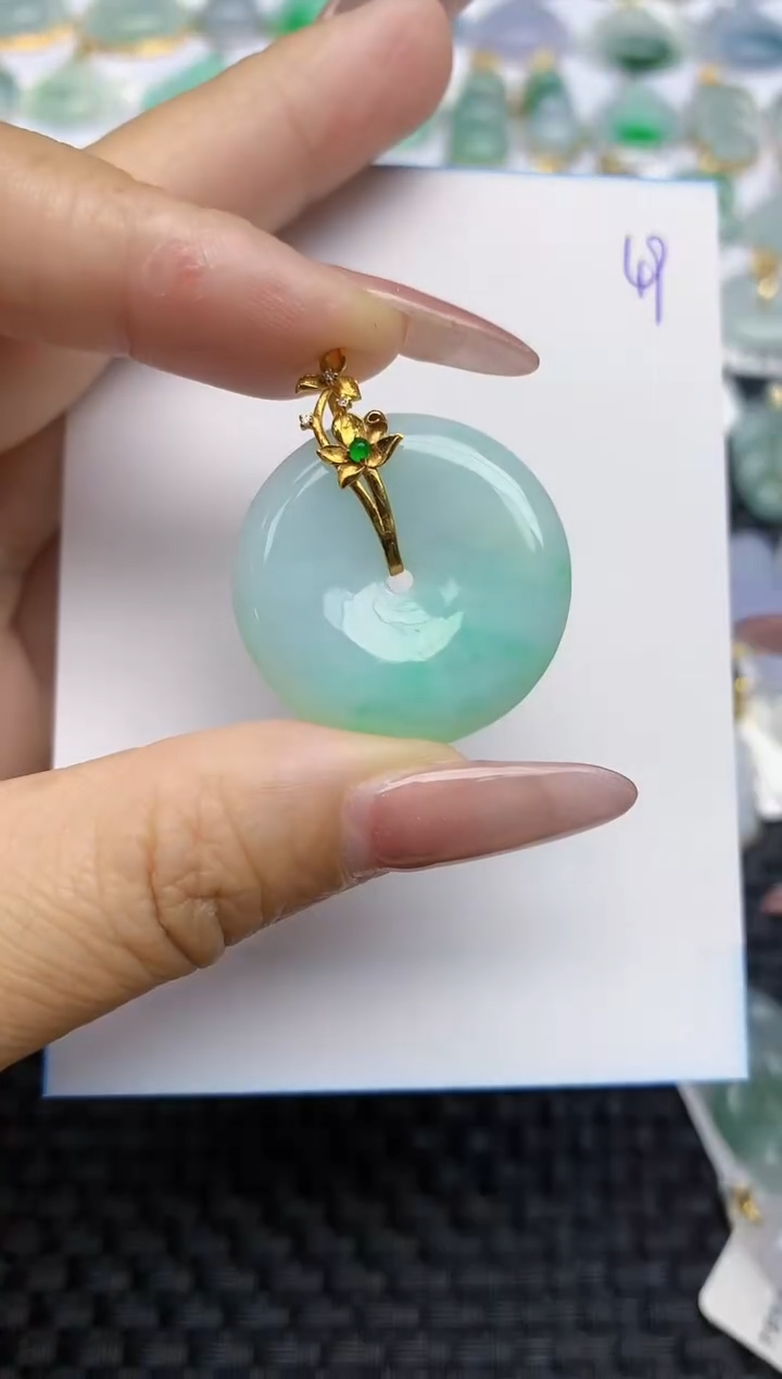 【闪购商品】翡翠颈饰18K金镶嵌天然A货翡翠 49