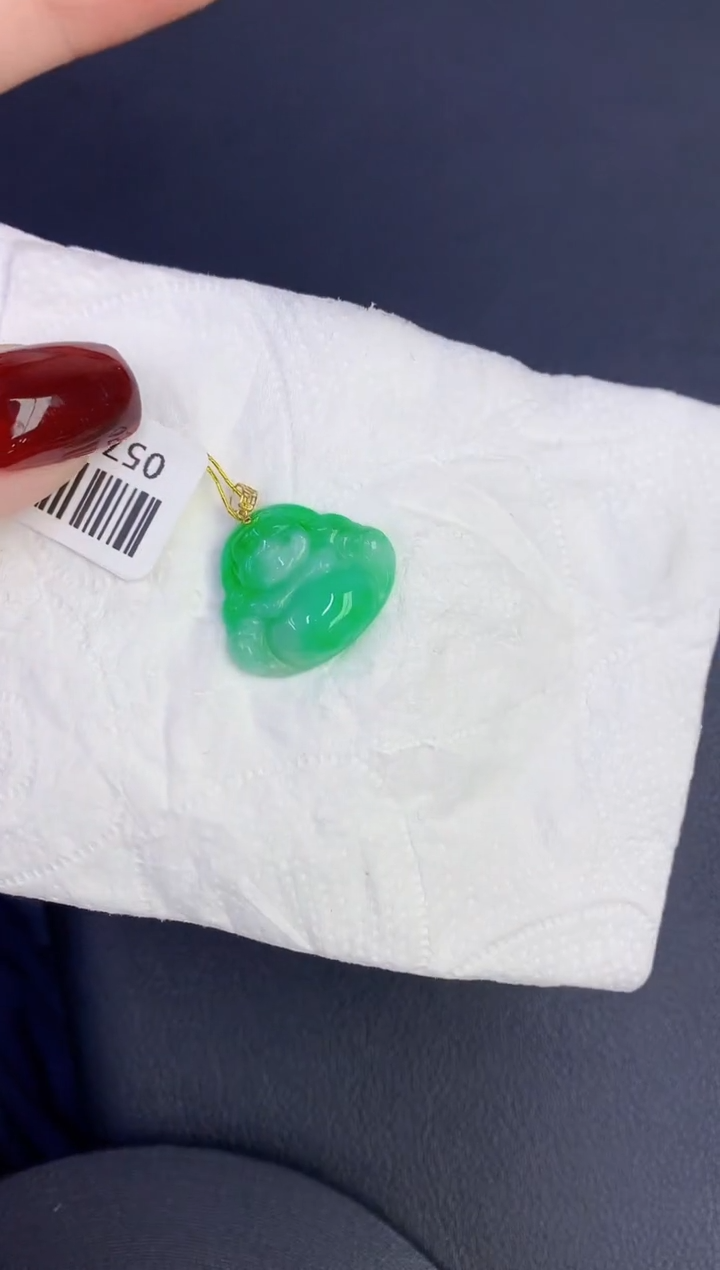 颈饰18K金镶嵌翡翠缅甸天然翡翠a货