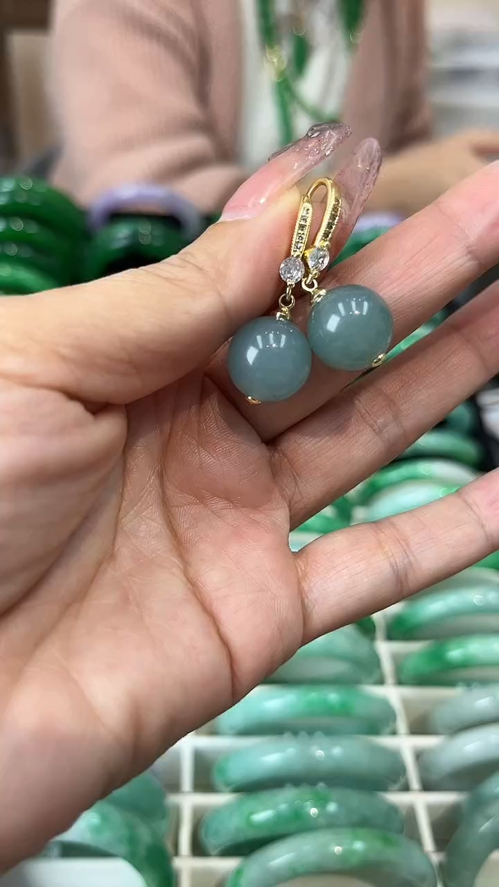 【闪购商品】翡翠耳饰未镶嵌a3 雾霾蓝耳坠