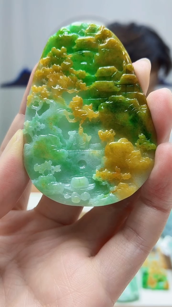 未镶嵌定制翡翠5145zm-毛货挂件山水87