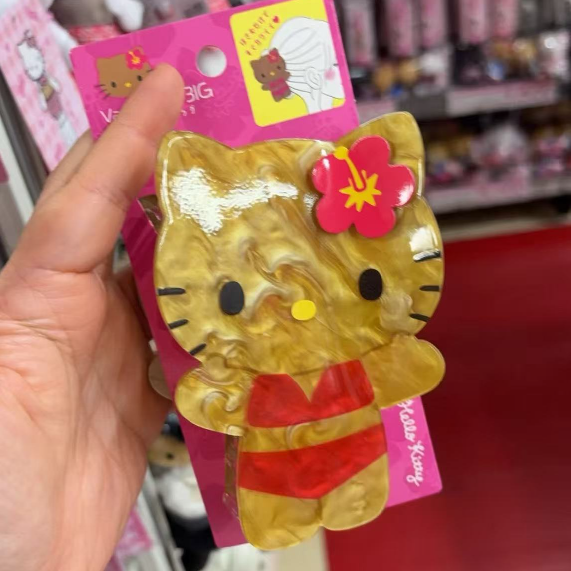 【冲绳限定】Hello Kitty 黑皮钥匙扣全身款 樱花 头发抓夹 鲨鱼夹