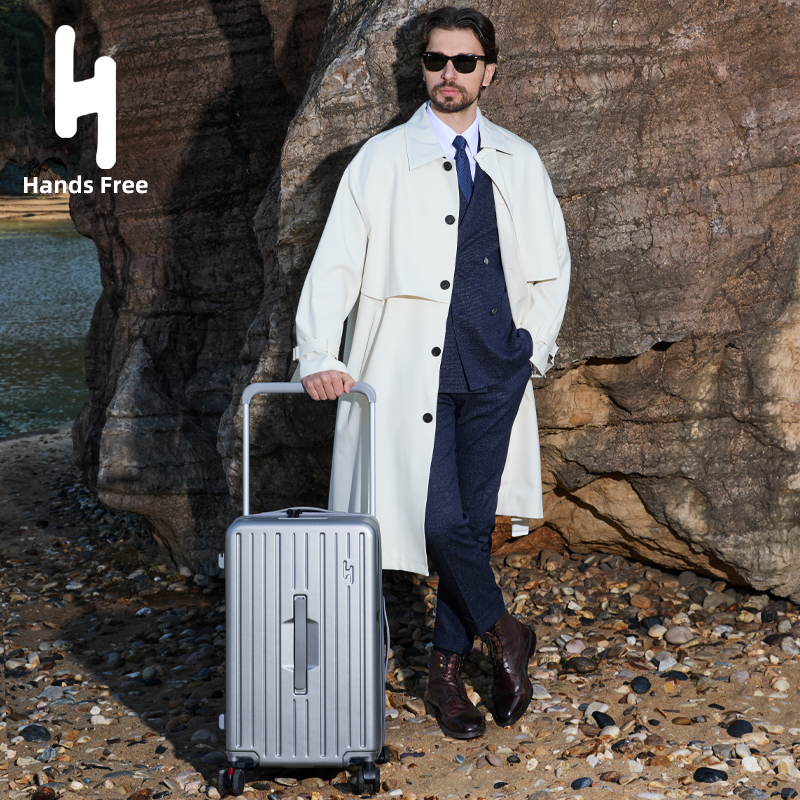 HandsFree宽拉杆行李箱减震刹车拉杆箱双层防爆拉链旅行箱高端
