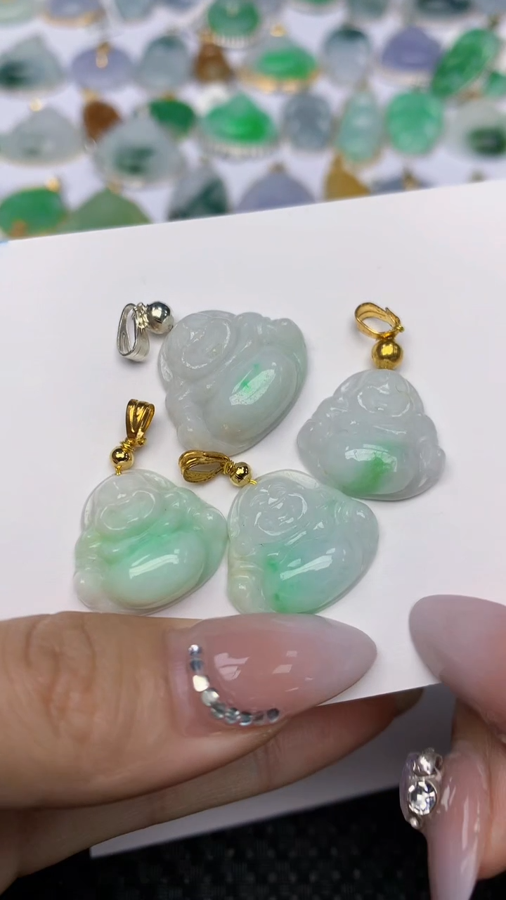 【闪购商品】翡翠颈饰18K金镶嵌天然翡翠a货