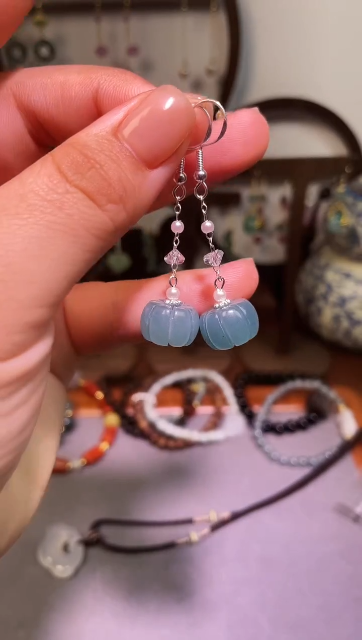 银S925镶嵌翡翠耳饰213000