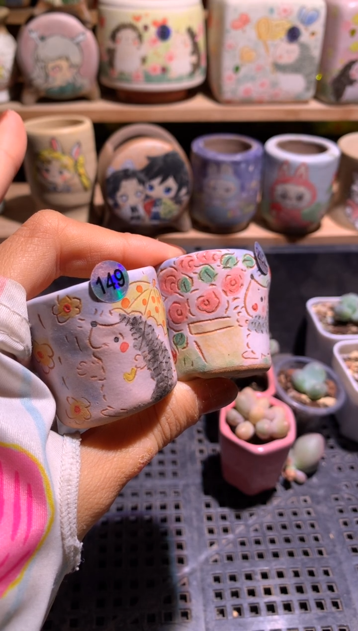 鱼*溪刺猬花盆两个