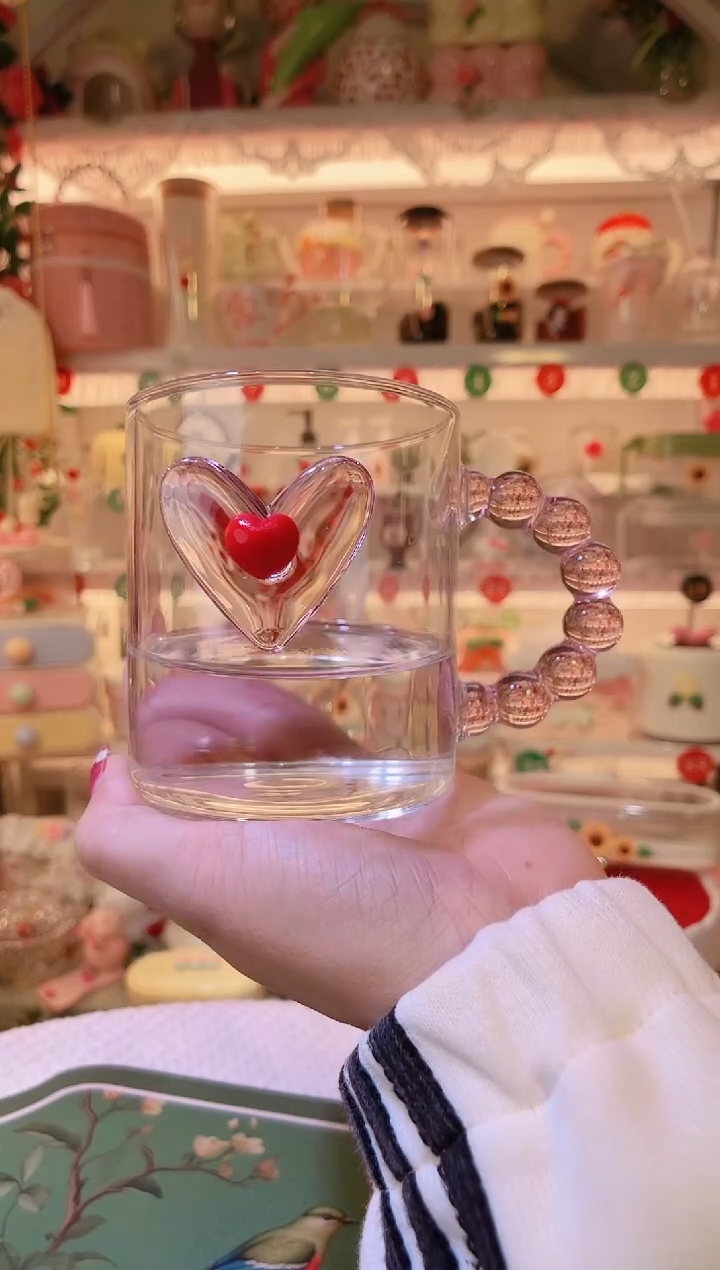 粉色爱心水杯——手工制作品质好！