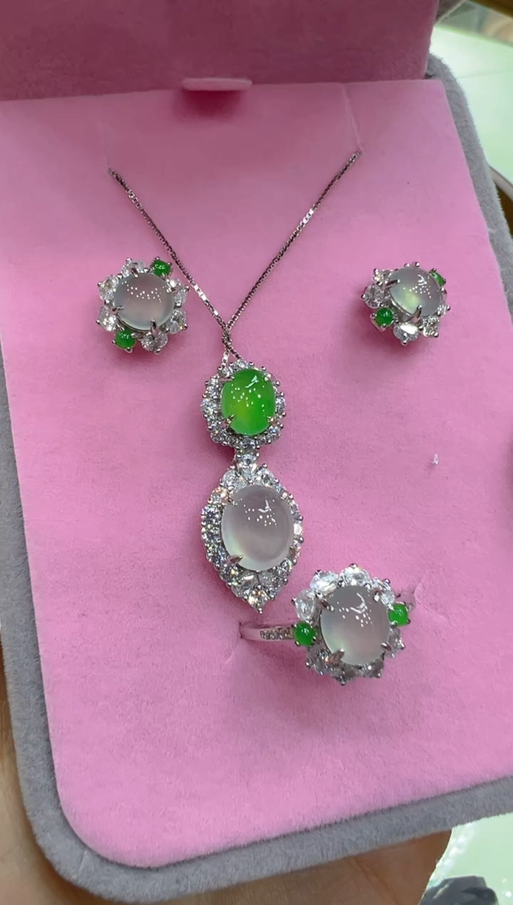 套链银S925镶嵌翡翠多样性团购发一件【一套】