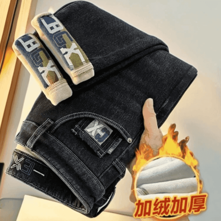 2026秋冬季新款男直筒潮流男裤休闲百搭韩版弹力修身时尚刺绣居家