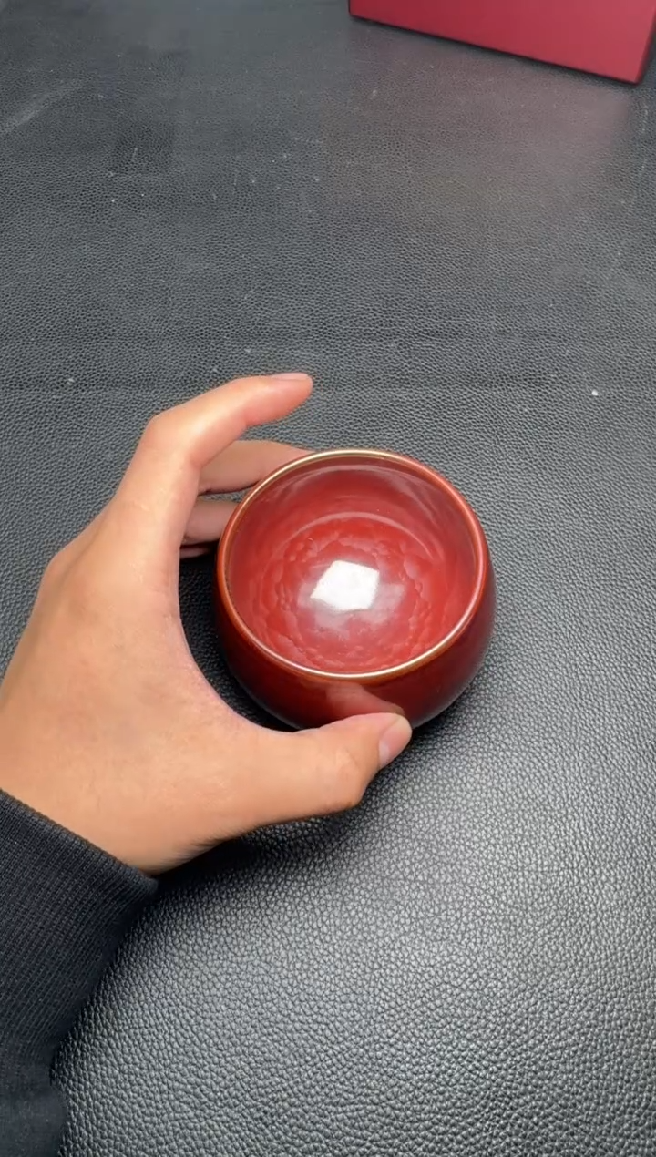 【闪购商品】茶盏建盏故事荣宝斋廖设生柿红祥云93