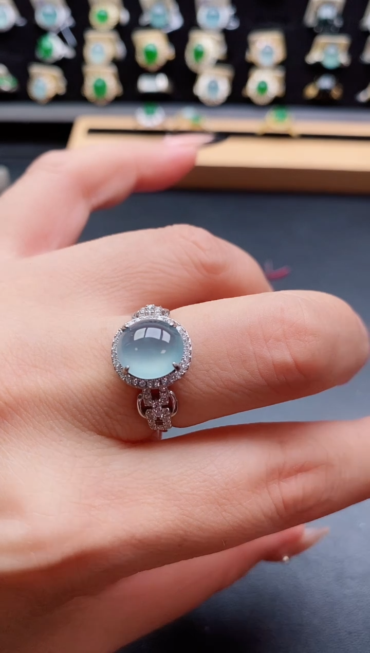 银S925镶嵌戒指翡翠1