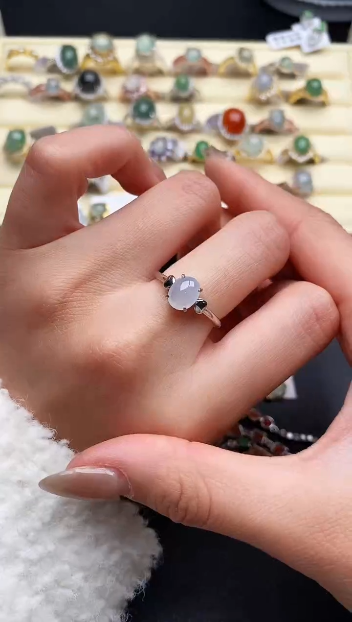 【闪购商品】翡翠戒指银S925镶嵌77777777+10