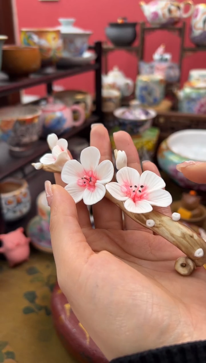 【闪购商品】手捏粉桃花枝香插