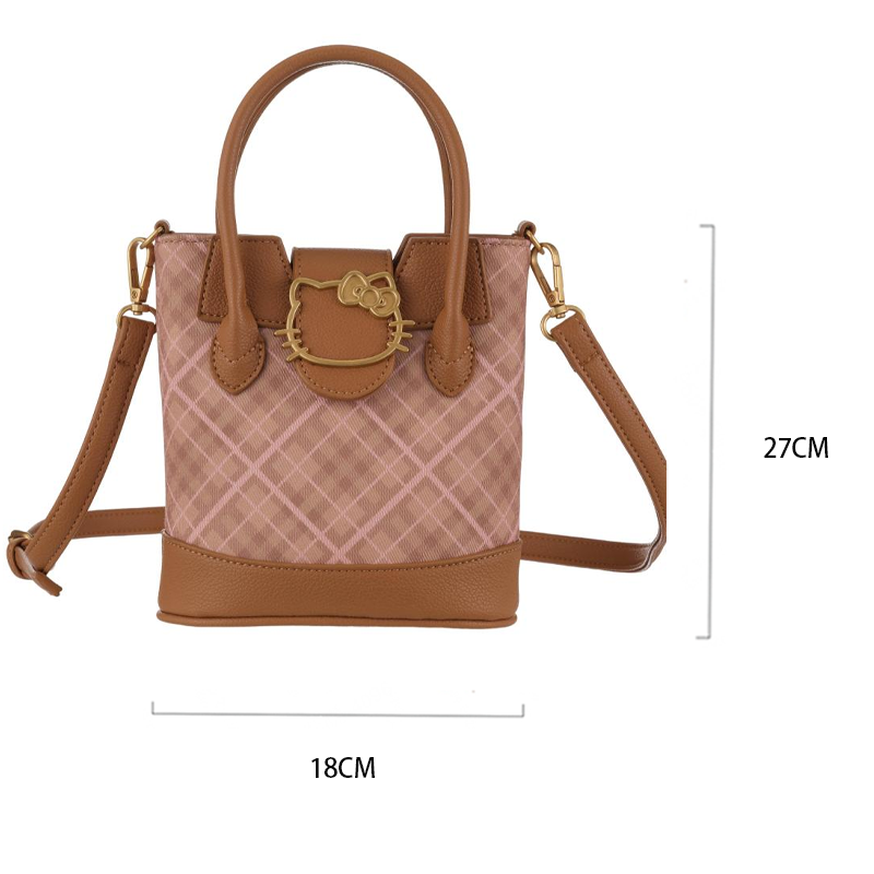 三丽鸥家族复古格纹系列斜挎薯条包-Hello Kitty款