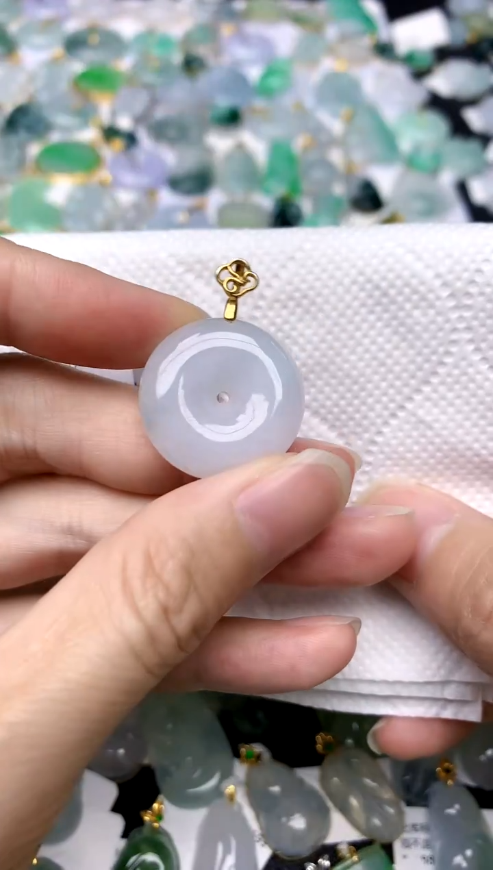 颈饰银S925镶嵌翡翠天然A货翡翠