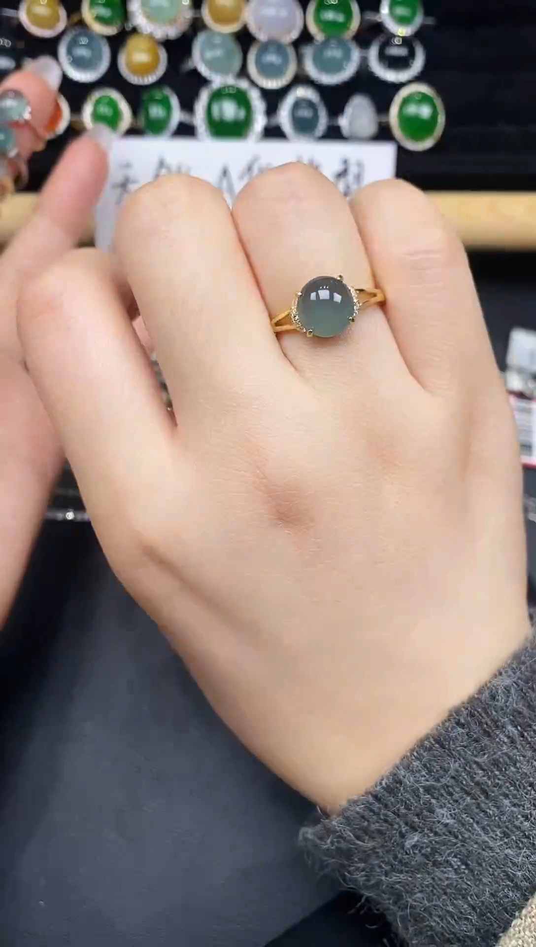 银S925镶嵌戒指翡翠783287