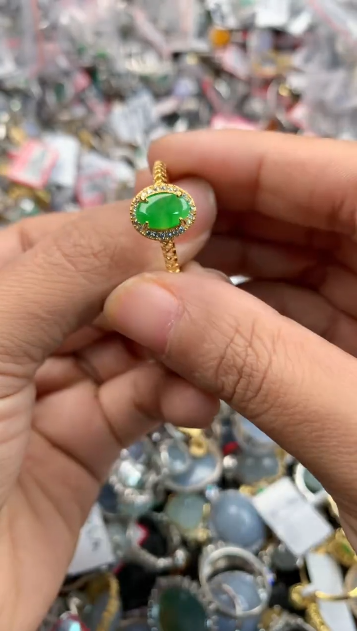 银S925镶嵌戒指翡翠555----1