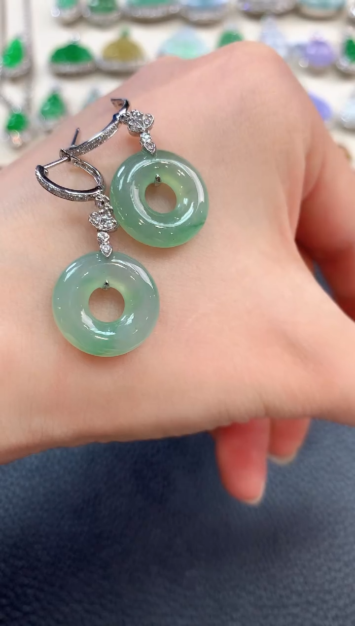 【闪购商品】翡翠耳饰18K金镶嵌b56       