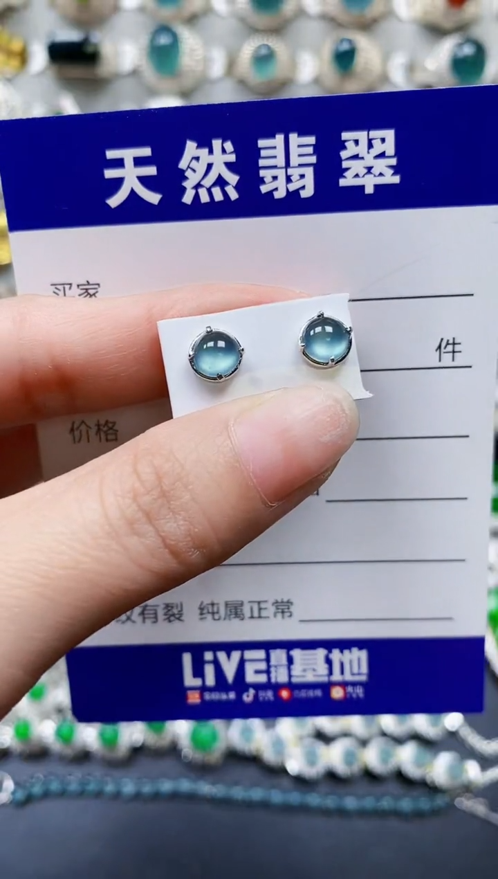 【闪购商品】翡翠银S925镶嵌耳饰0543