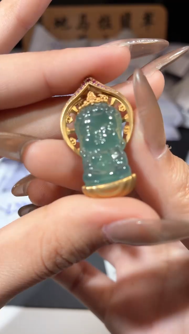 颈饰银S925镶嵌翡翠天然翡翠A货-